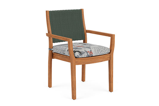 Lloyd Flanders - Teak Loom Back Teak Dining Armchair In Spruce Finish With Delicate Botanical Slate Fabric - 2862010302076 view 1