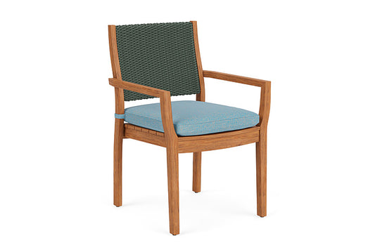 Lloyd Flanders - Teak Loom Back Teak Dining Armchair In Spruce Finish With Leeds Light Blue Fabric - 2862010302058 view 1