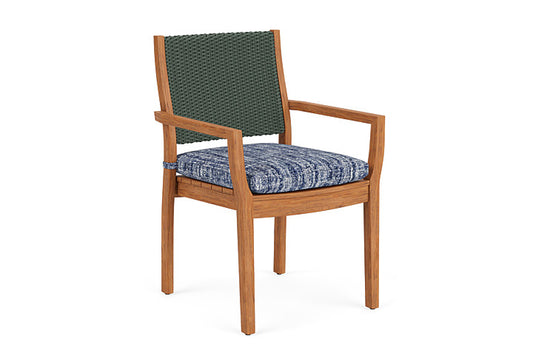 Lloyd Flanders - Teak Loom Back Teak Dining Armchair In Spruce Finish With Visions Cobalt Fabric - 286201030683 view 1