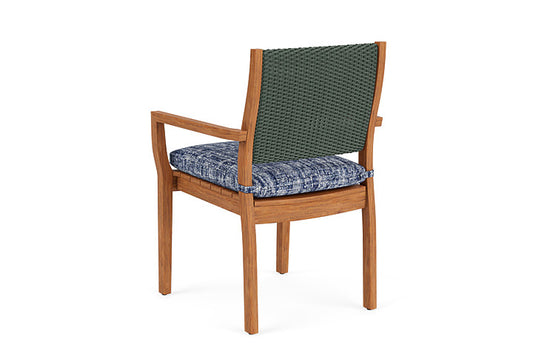 Lloyd Flanders - Teak Loom Back Teak Dining Armchair In Spruce Finish With Visions Cobalt Fabric - 286201030683 view 2