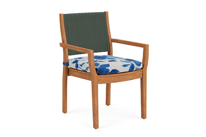 Lloyd Flanders - Teak Loom Back Teak Dining Armchair In Spruce Finish With Watercolor Blossom Capri Fabric - 286201030672 view 1