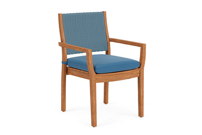 Lloyd Flanders - Teak Loom Back Teak Dining Armchair In Stillwater Finish With Bamboo Bay Sky Fabric - 2862010152007 view 1