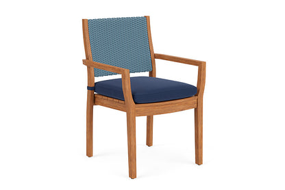 Lloyd Flanders - Teak Loom Back Teak Dining Armchair In Stillwater Finish With Beach Navy Fabric - 2862010152013 view 1