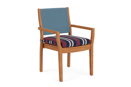 Lloyd Flanders - Teak Loom Back Teak Dining Armchair In Stillwater Finish With Berkely Hall Navy Fabric - 2862010152063 view 1