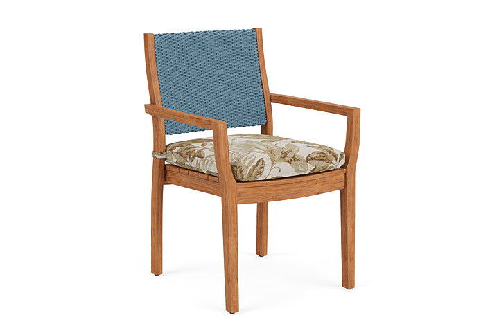 Lloyd Flanders - Teak Loom Back Teak Dining Armchair In Stillwater Finish With Botanic Willow Fabric - 286201015164 view 1