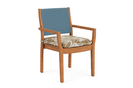 Lloyd Flanders - Teak Loom Back Teak Dining Armchair In Stillwater Finish With Botanic Willow Fabric - 286201015164 view 1