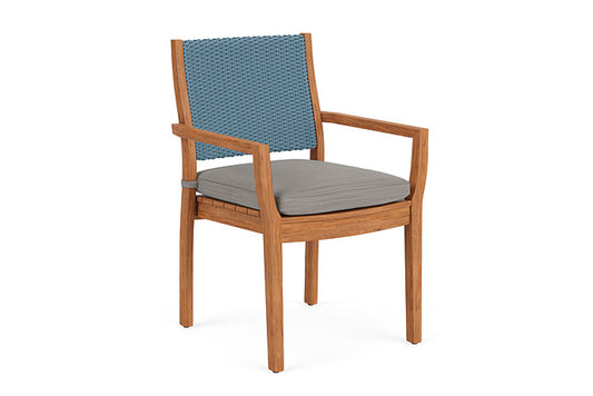 Lloyd Flanders - Teak Loom Back Teak Dining Armchair In Stillwater Finish With Boten Dark Urban Fabric - 2862010152059 view 1