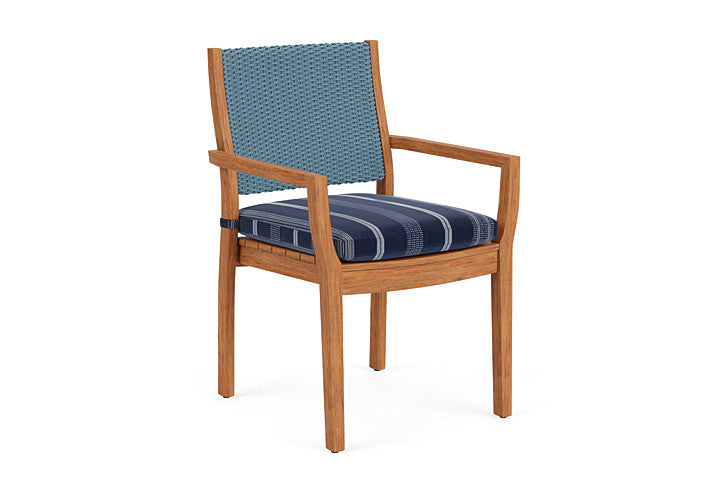 Lloyd Flanders - Teak Loom Back Teak Dining Armchair In Stillwater Finish With Consider Indigo Fabric - 2862010151969 view 1