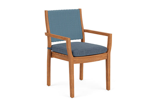 Lloyd Flanders - Teak Loom Back Teak Dining Armchair In Stillwater Finish With Deluna Aegean Fabric - 2862010152030 view 1