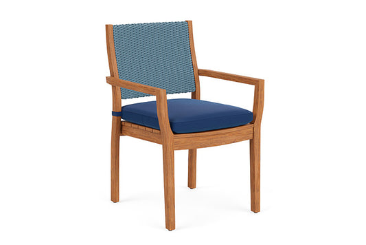 Lloyd Flanders - Teak Loom Back Teak Dining Armchair In Stillwater Finish With Flagship Lapis Fabric - 2862010151813 view 1