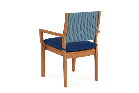 Lloyd Flanders - Teak Loom Back Teak Dining Armchair In Stillwater Finish With Flagship Lapis Fabric - 2862010151813 view 2