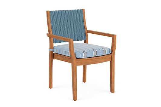 Lloyd Flanders - Teak Loom Back Teak Dining Armchair In Stillwater Finish With Hansen Sky Fabric - 286201015064 view 1