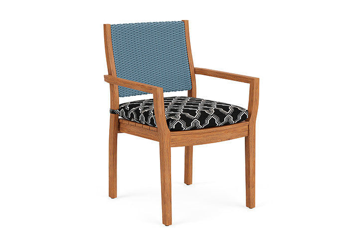Lloyd Flanders - Teak Loom Back Teak Dining Armchair In Stillwater Finish With Luna Onyx Fabric - 2862010152071 view 1
