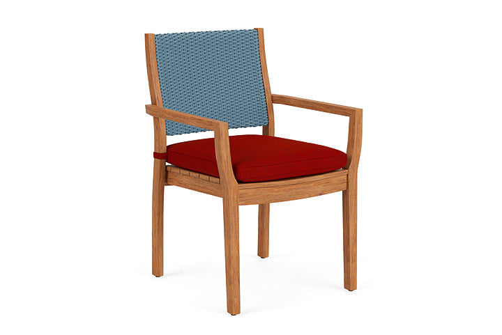 Lloyd Flanders - Teak Loom Back Teak Dining Armchair In Stillwater Finish With Partyline Lollipop Fabric - 2862010152054 view 1