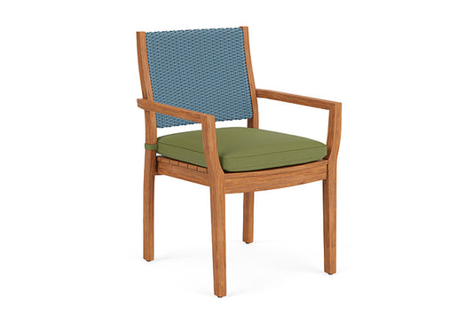 Lloyd Flanders - Teak Loom Back Teak Dining Armchair In Stillwater Finish With Reflections Grass Fabric - 2862010152051 view 1