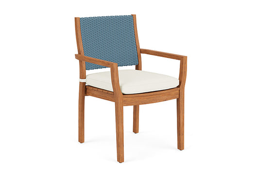 Lloyd Flanders - Teak Loom Back Teak Dining Armchair In Stillwater Finish With Sailcloth Salt Fabric - 286201015890 view 1