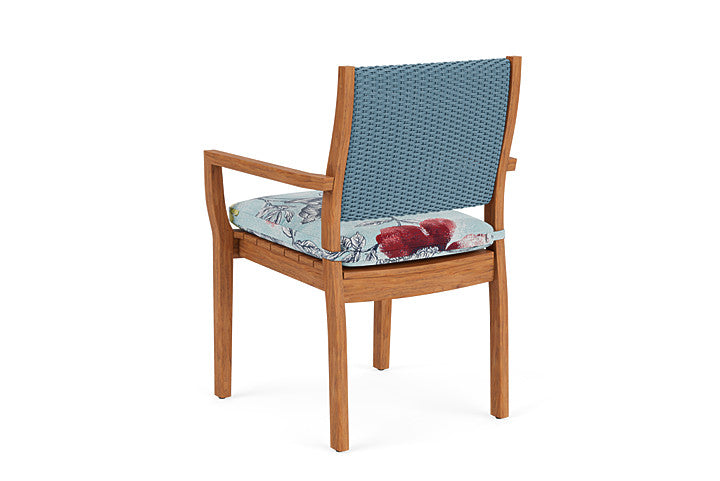 Lloyd Flanders - Teak Loom Back Teak Dining Armchair In Stillwater Finish With Serena Floral Meadow Fabric - 2862010152079 view 2
