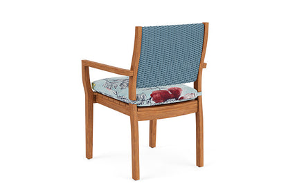 Lloyd Flanders - Teak Loom Back Teak Dining Armchair In Stillwater Finish With Serena Floral Meadow Fabric - 2862010152079 view 2