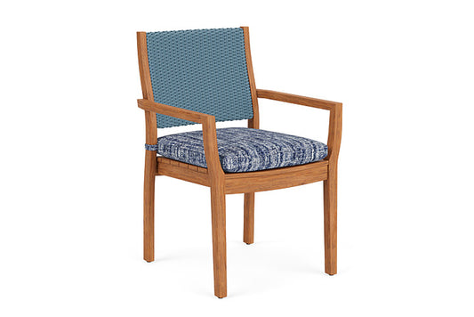 Lloyd Flanders - Teak Loom Back Teak Dining Armchair In Stillwater Finish With Visions Cobalt Fabric - 286201015683 view 1