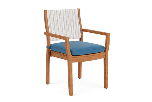 Lloyd Flanders - Teak Loom Back Teak Dining Armchair In White Finish With Bamboo Bay Sky Fabric - 2862010012007 view 1