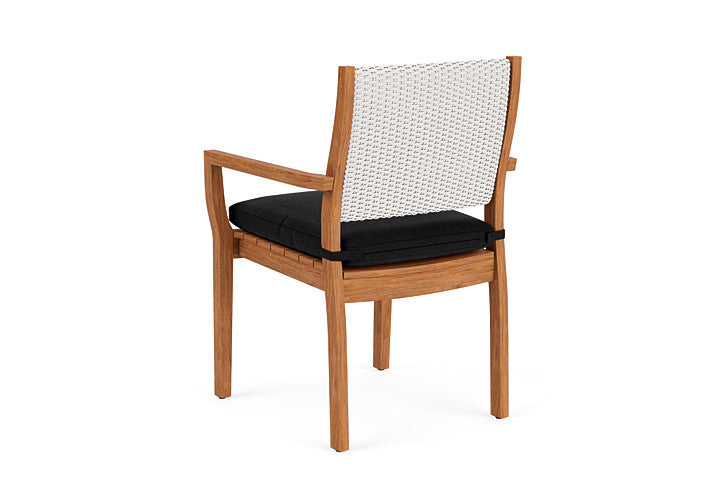 Lloyd Flanders - Teak Loom Back Teak Dining Armchair In White Finish With Canvas Black Fabric - 286201001157 view 2