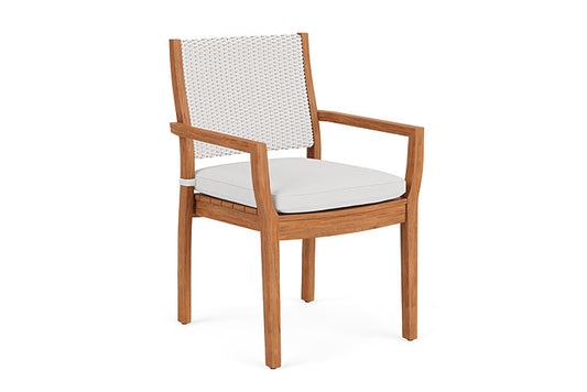 Lloyd Flanders - Teak Loom Back Teak Dining Armchair In White Finish With Canvas Natural Fabric - 286201001159 view 1
