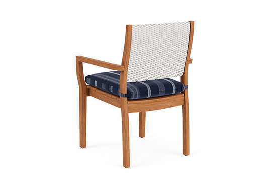 Lloyd Flanders - Teak Loom Back Teak Dining Armchair In White Finish With Consider Indigo Fabric - 2862010011969 view 2