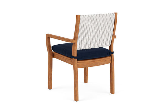 Lloyd Flanders - Teak Loom Back Teak Dining Armchair In White Finish With Decorline Navy Fabric - 2862010012019 view 2