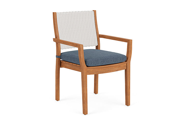 Lloyd Flanders - Teak Loom Back Teak Dining Armchair In White Finish With Deluna Aegean Fabric - 2862010012030 view 1