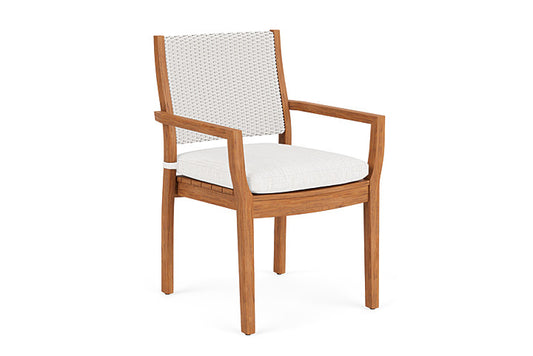 Lloyd Flanders - Teak Loom Back Teak Dining Armchair In White Finish With Friendly Natural Fabric - 2862010012042 view 1
