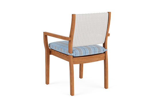 Lloyd Flanders - Teak Loom Back Teak Dining Armchair In White Finish With Hansen Sky Fabric - 286201001064 view 2