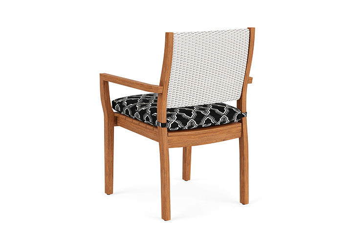 Lloyd Flanders - Teak Loom Back Teak Dining Armchair In White Finish With Luna Onyx Fabric - 2862010012071 view 2