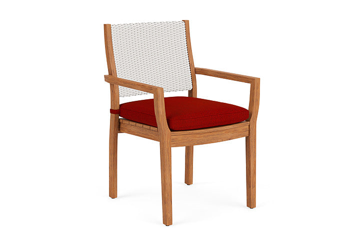 Lloyd Flanders - Teak Loom Back Teak Dining Armchair In White Finish With Partyline Lollipop Fabric - 2862010012054 view 1