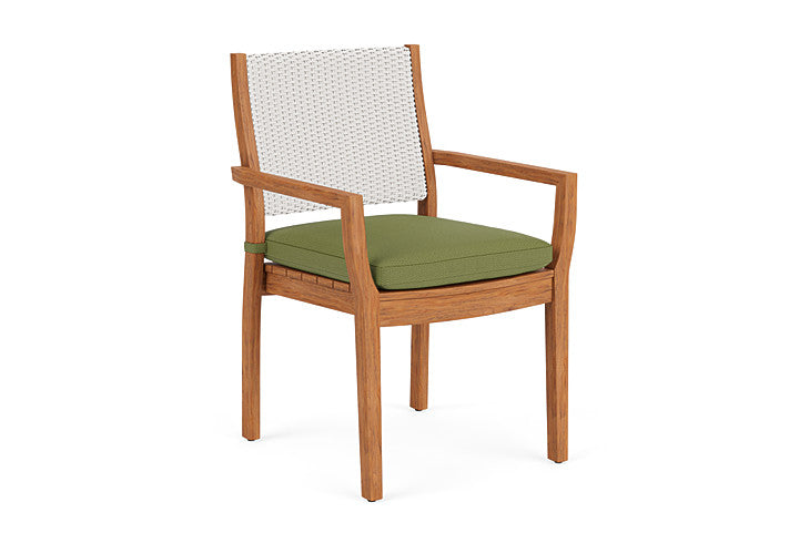 Lloyd Flanders - Teak Loom Back Teak Dining Armchair In White Finish With Reflections Grass Fabric - 2862010012051 view 1