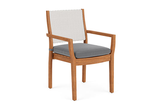 Lloyd Flanders - Teak Loom Back Teak Dining Armchair In White Finish With Remy Graphite Fabric - 2862010012003 view 1