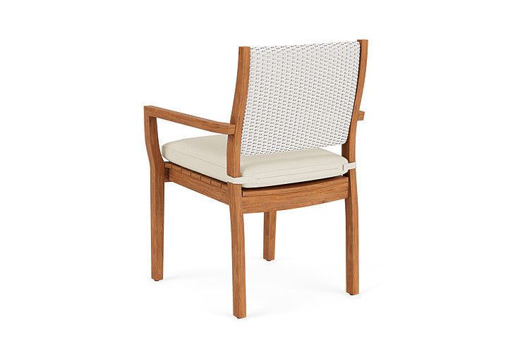 Lloyd Flanders - Teak Loom Back Teak Dining Armchair In White Finish With Sailcloth Sailor Fabric - 286201001434 view 2