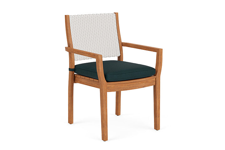 Lloyd Flanders - Teak Loom Back Teak Dining Armchair In White Finish With Sandberg Lagoon Fabric - 2862010012039 view 1