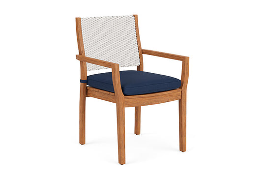 Lloyd Flanders - Teak Loom Back Teak Dining Armchair In White Finish With Sandberg Navy Fabric - 2862010012025 view 1