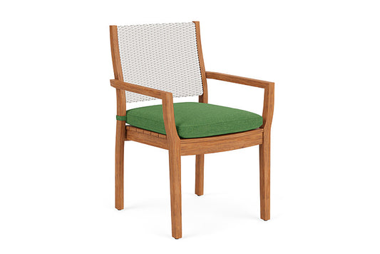 Lloyd Flanders - Teak Loom Back Teak Dining Armchair In White Finish With Seadog Botanical Fabric - 2862010012066 view 1