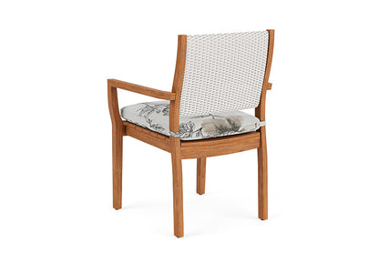 Lloyd Flanders - Teak Loom Back Teak Dining Armchair In White Finish With Serena Floral Dove Fabric - 2862010012077 view 2