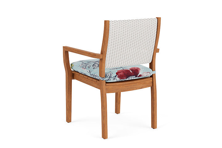 Lloyd Flanders - Teak Loom Back Teak Dining Armchair In White Finish With Serena Floral Meadow Fabric - 2862010012079 view 2