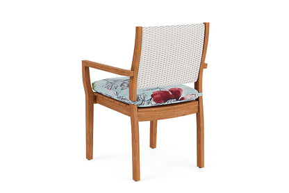 Lloyd Flanders - Teak Loom Back Teak Dining Armchair In White Finish With Serena Floral Meadow Fabric - 2862010012079 view 2