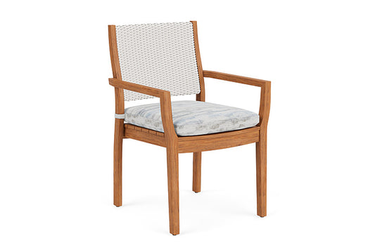 Lloyd Flanders - Teak Loom Back Teak Dining Armchair In White Finish With Stratosphere Cloud Fabric - 2862010011966 view 1