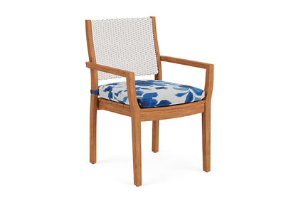 Lloyd Flanders - Teak Loom Back Teak Dining Armchair In White Finish With Watercolor Blossom Capri Fabric - 286201001672 view 1