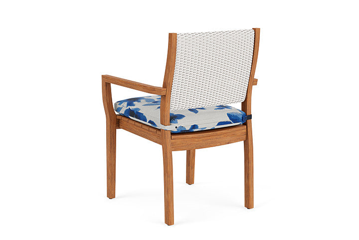 Lloyd Flanders - Teak Loom Back Teak Dining Armchair In White Finish With Watercolor Blossom Capri Fabric - 286201001672 view 2