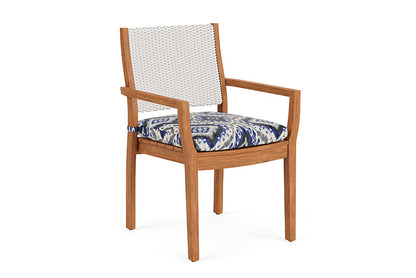 Lloyd Flanders - Teak Loom Back Teak Dining Armchair In White Finish With Yoko Mediterranean Fabric - 286201001705 view 1