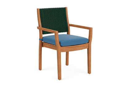 Lloyd Flanders - Teak Loom Back Teak Dining Armchair In Woodland Finish With Bamboo Bay Sky Fabric - 2862010252007 view 1
