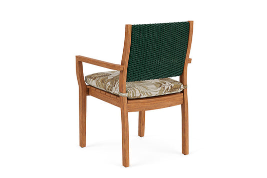 Lloyd Flanders - Teak Loom Back Teak Dining Armchair In Woodland Finish With Botanic Willow Fabric - 286201025164 view 2