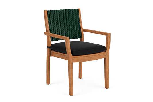 Lloyd Flanders - Teak Loom Back Teak Dining Armchair In Woodland Finish With Canvas Black Fabric - 286201025157 view 1