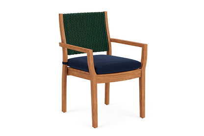 Lloyd Flanders - Teak Loom Back Teak Dining Armchair In Woodland Finish With Decorline Navy Fabric - 2862010252019 view 1